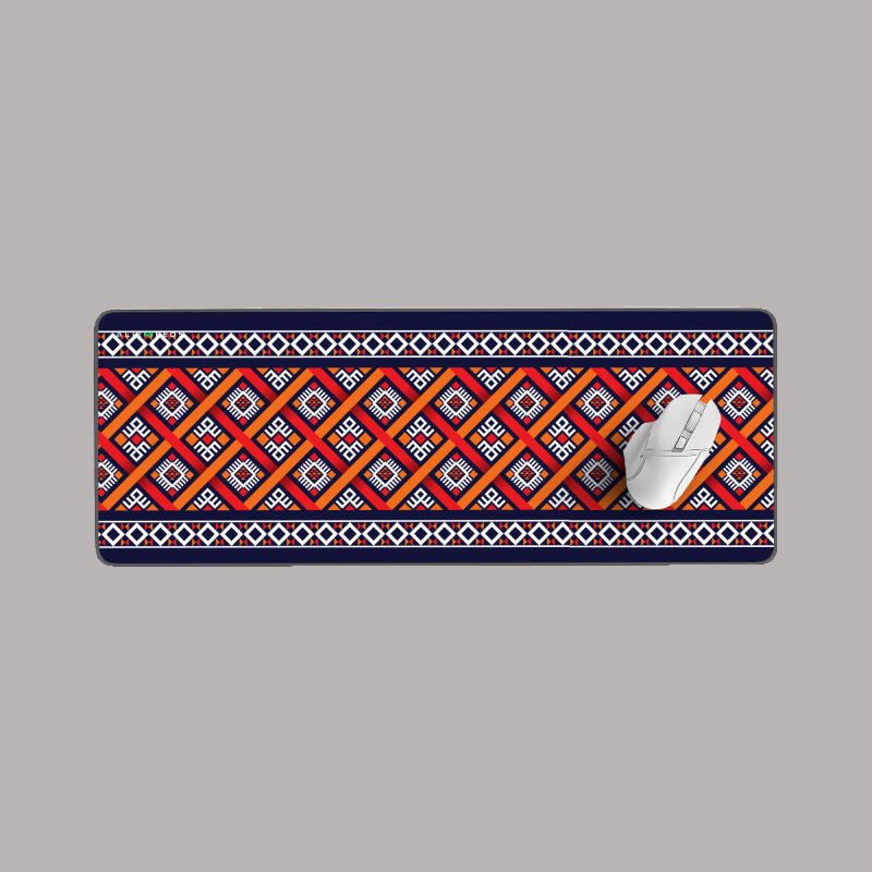 Blue and Orange Pattern Desk Mat - Alienneeds.in