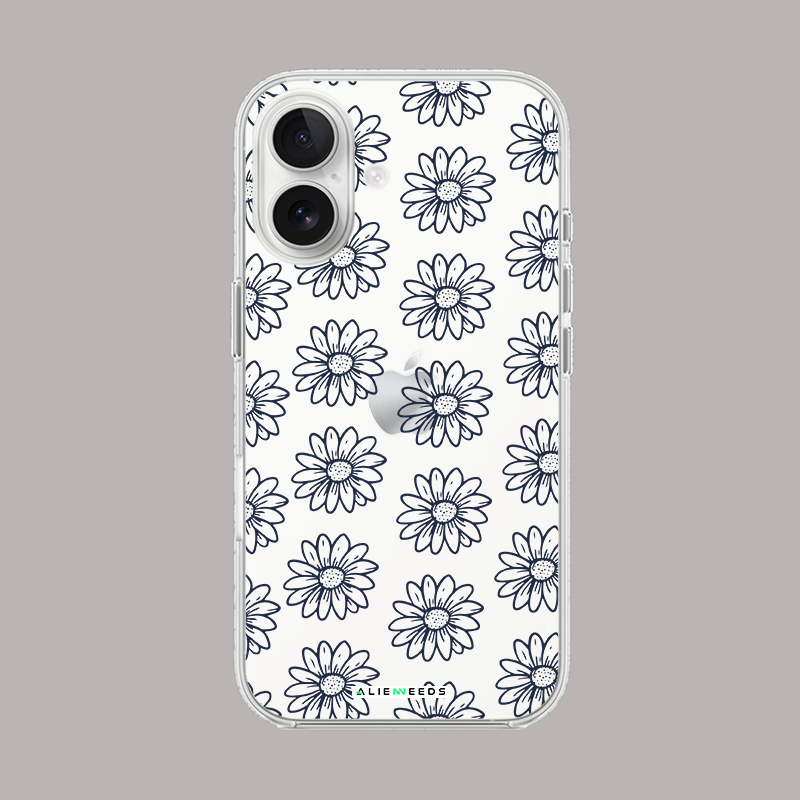 Asteraceae pattern botanical clear silicone case – natural mobile cover.