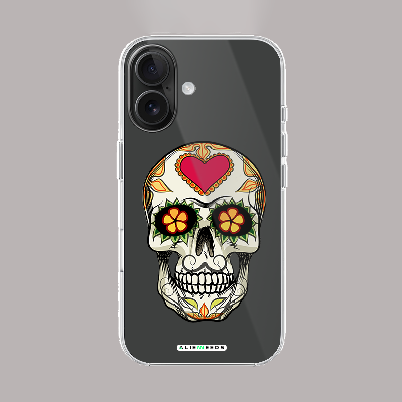 Sugar skull with flower eyes artistic clear silicone by alienneeds.