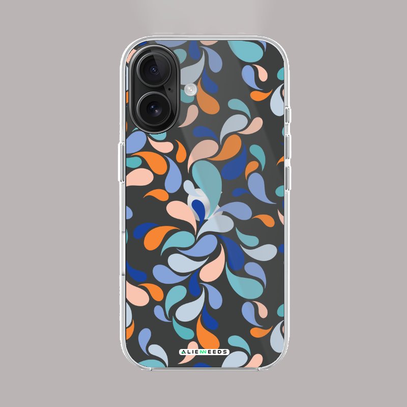 Multicolor abstract shapes modern clear silicone phone case.
