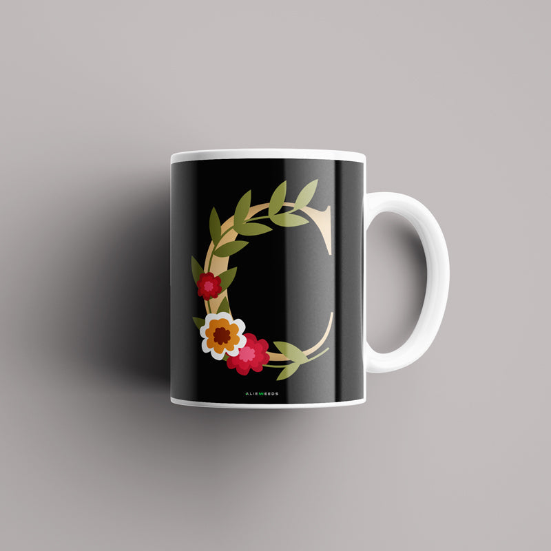 Aesthetic Black Alphabets Mug - Alienneeds.in