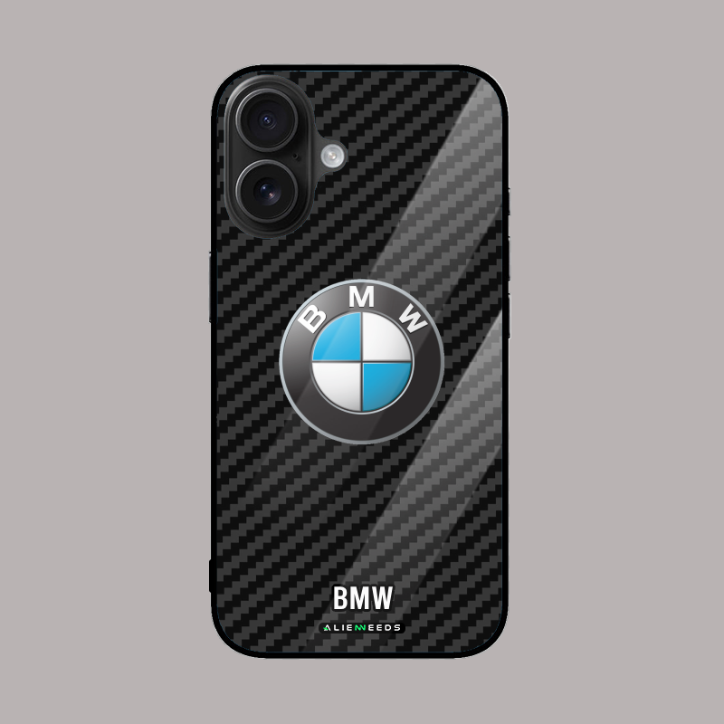 BMW Carbon Fiber Logo Glass Case
