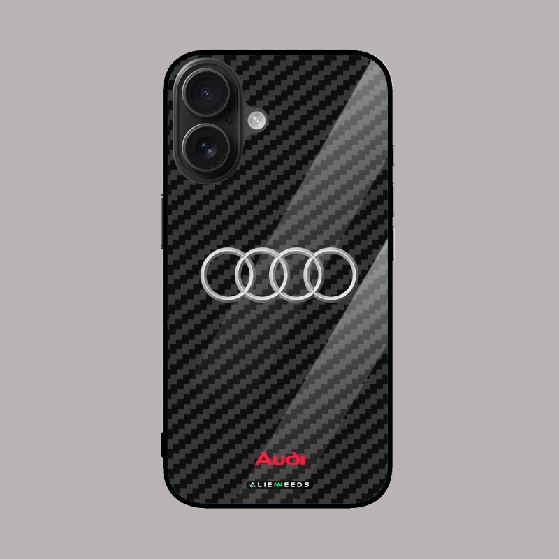 Audi Carbon Fiber Logo Glass Case