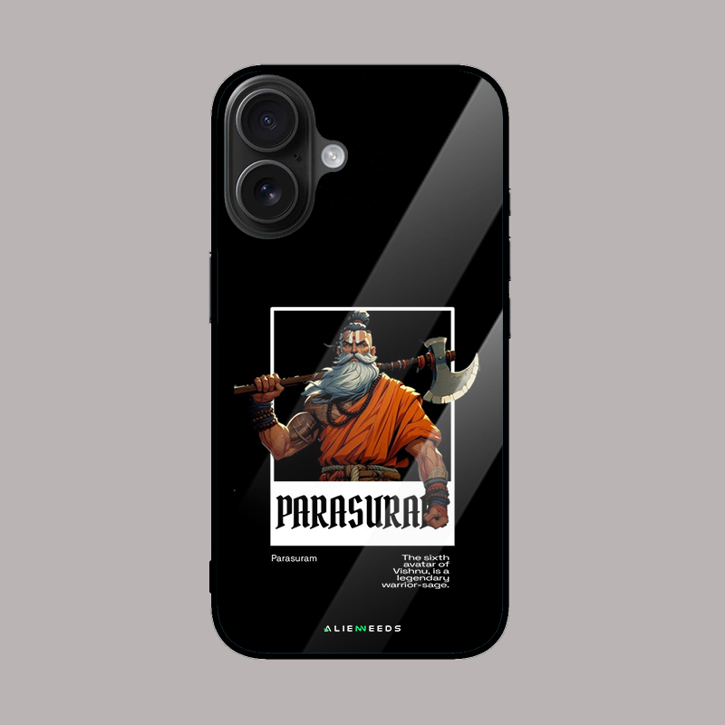 Parasuram the legend glass case – mythological mobile cover.