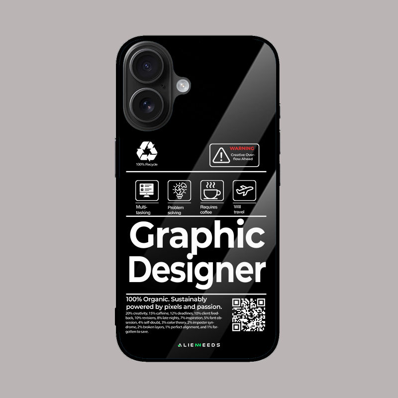 The Graphic Designer glass phone case by alienneeds – creative design.