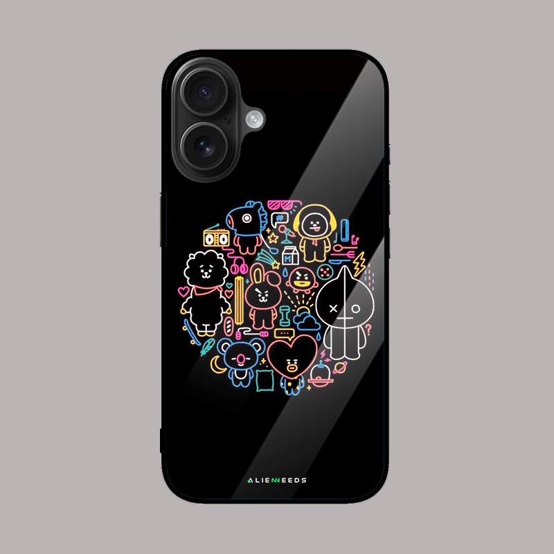 BTS collage glass phone case by alienneeds – colorful design.