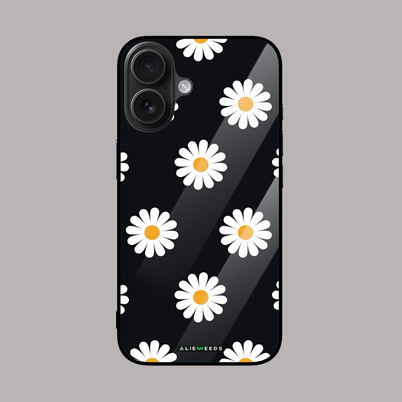 Daisies flower glass phone case – floral design by alienneeds.