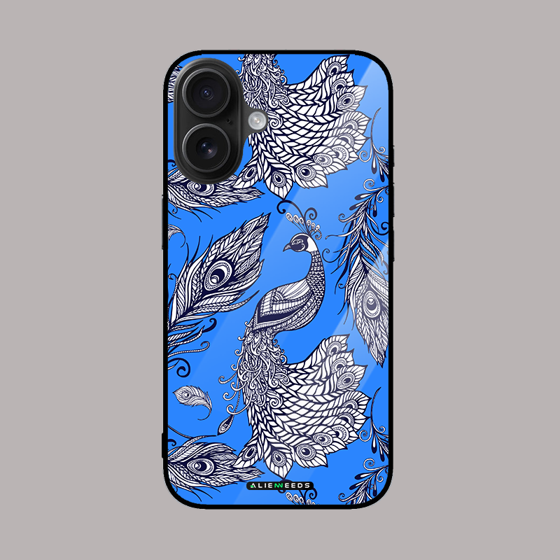 Peacock with feather regal glass phone case by alienneeds – majestic design.