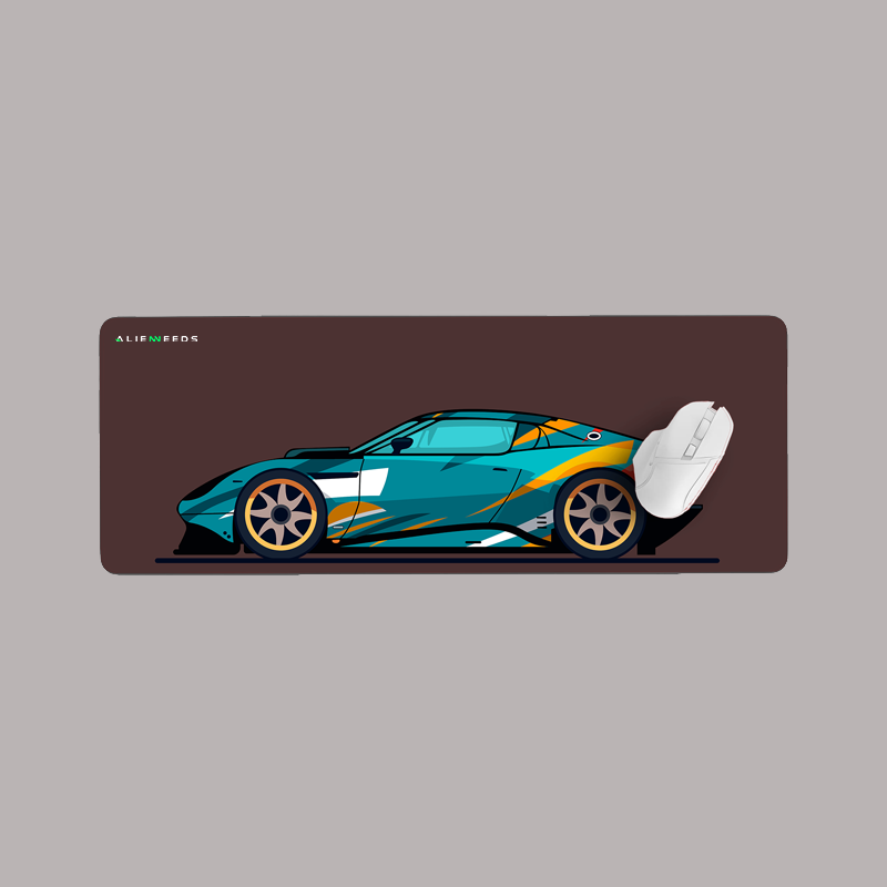 Yellow & Blue Pattern Racing Car Desk Mat & Gaming Pad