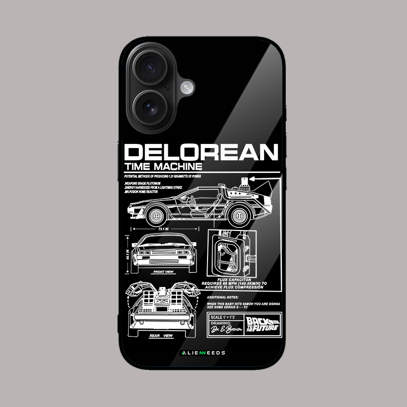 Delorean time machine glass case by alienneeds – futuristic design.