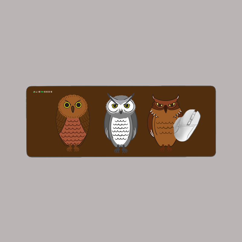 White Centered Owl Desk Mat