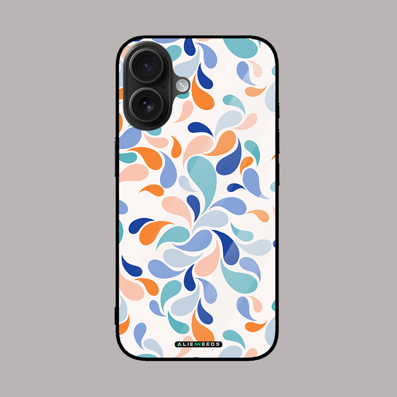 Multicolor abstract shapes glass phone case – artistic design.