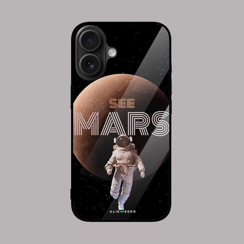 Celestial Mars vision glass case by alienneeds – cosmic theme phone cover.