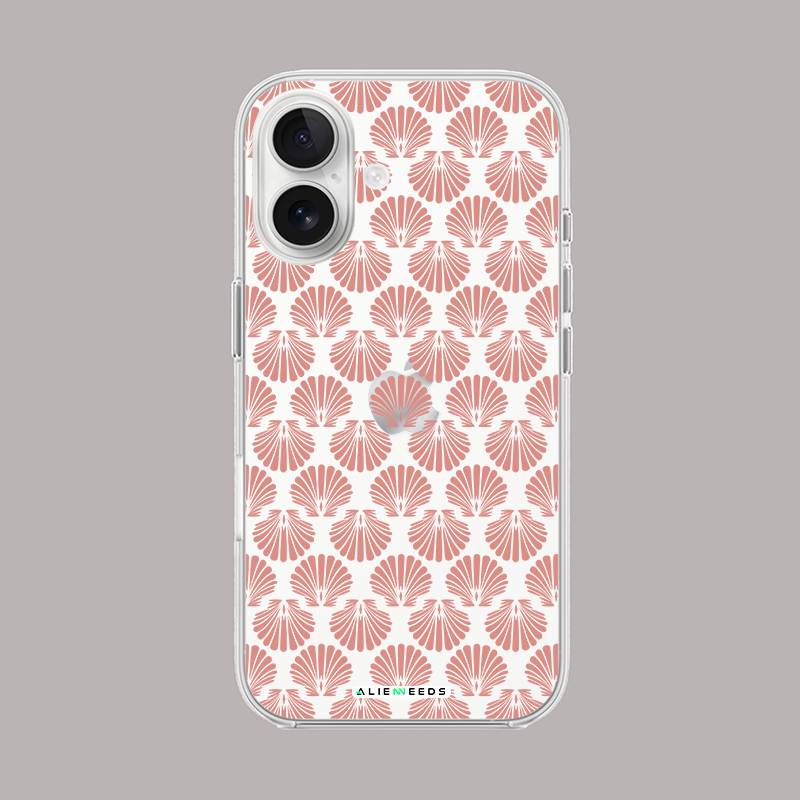 Barneby Gates scallop shell elegant clear silicone glass phone case.