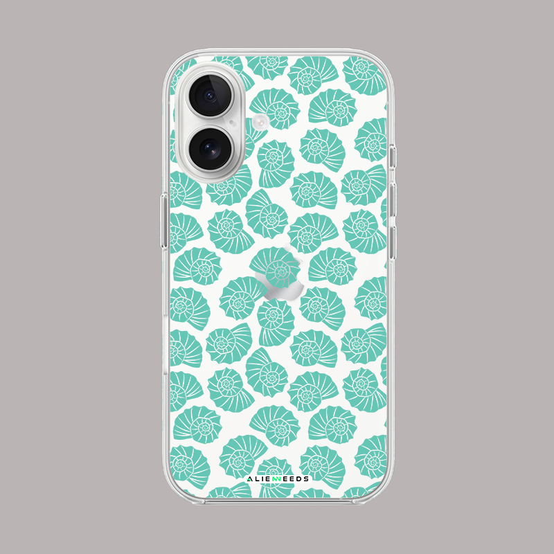Blue spiraled shells in blue nautical clear silicone case by alienneeds.