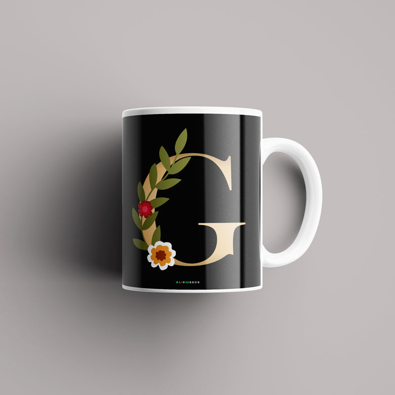 Aesthetic Black Alphabets Mug - Alienneeds.in
