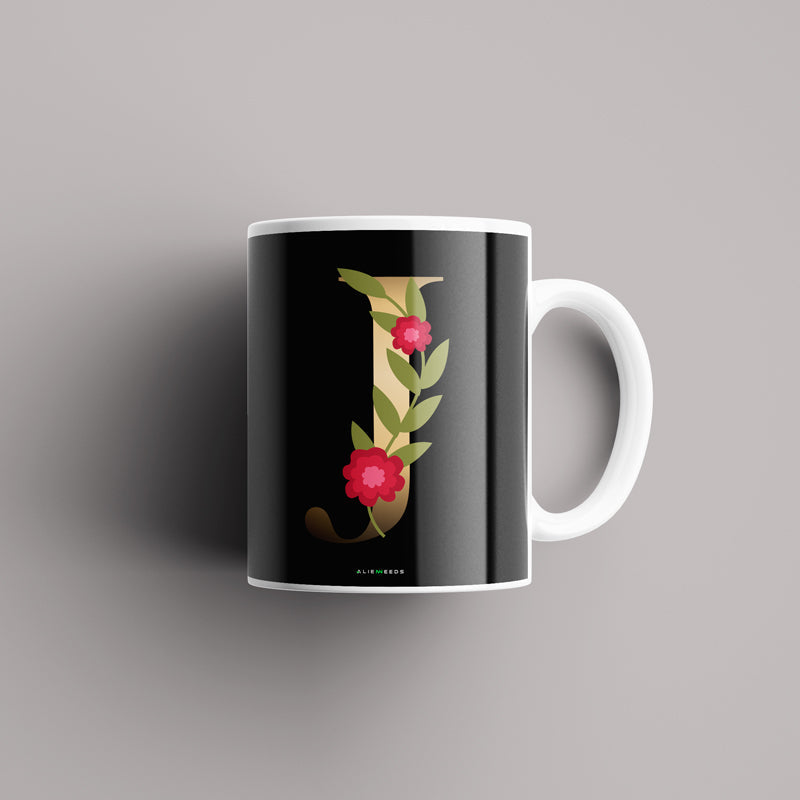 Aesthetic Black Alphabets Mug - Alienneeds.in