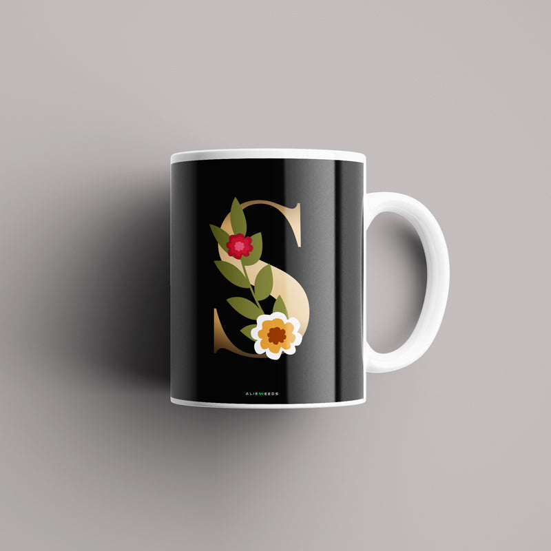 Aesthetic Black Alphabets Mug - Alienneeds.in