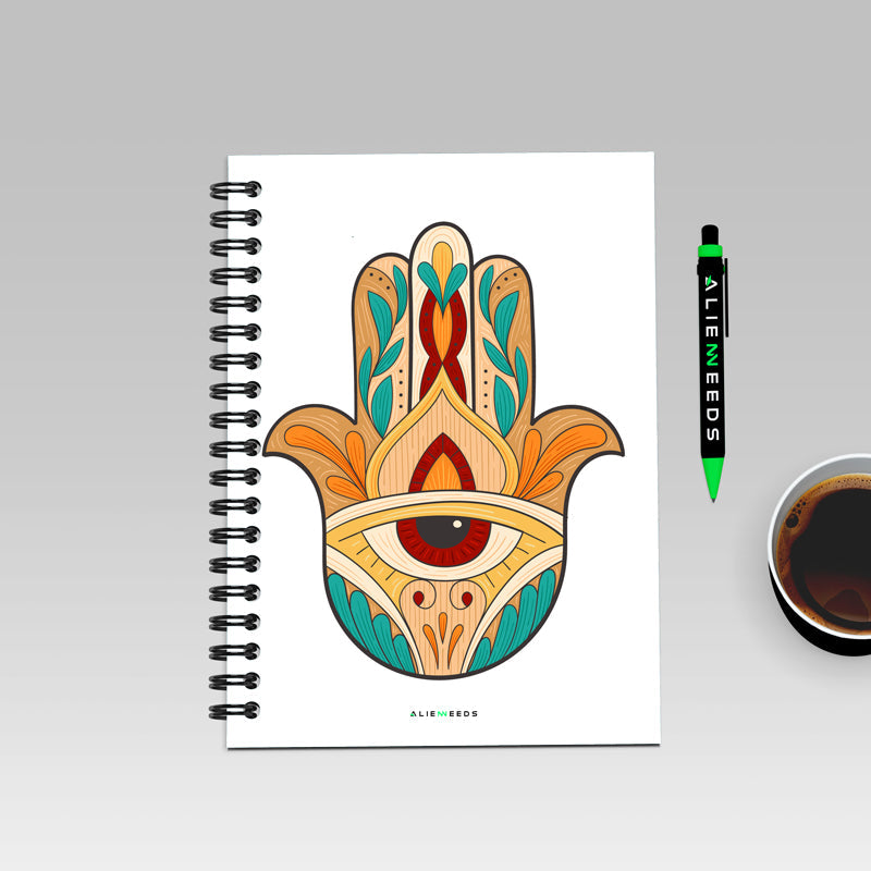 Evil Eye Hamsa A5 Wiro Notebook - Alienneeds.in