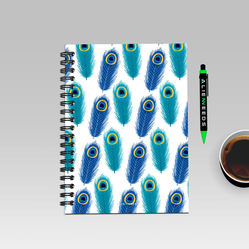 Evil Eye Peacock Feather A5 Wiro Notebook - Alienneeds.in