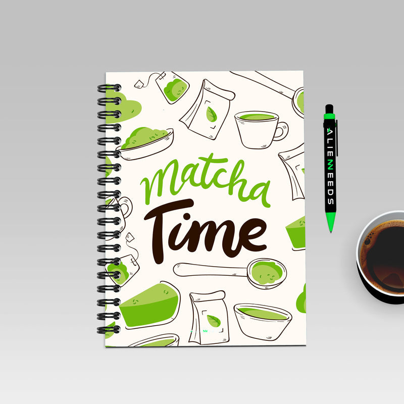 Matcha Time A5 Wiro Notebook - Alienneeds.in