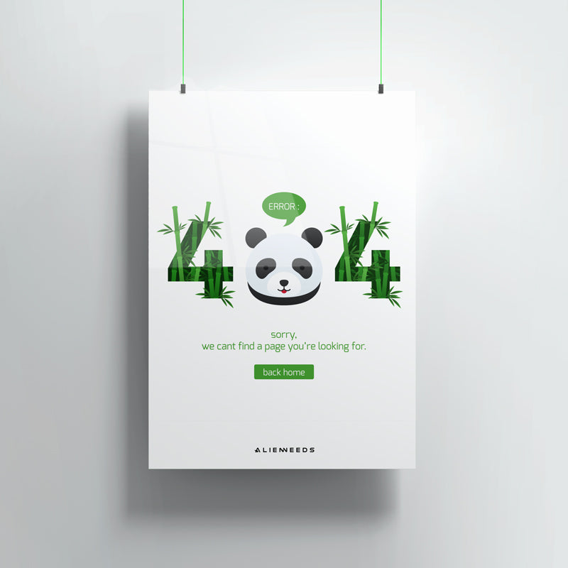 Panda 404 Premium Metal Poster Wall Ar - Alienneeds.in